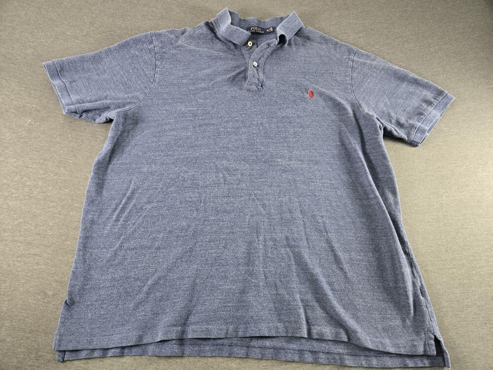 Polo Ralph Lauren Polo Shirt Mens 3XLT Blue Solid Cotton Knit Logo Casual